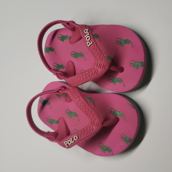 Polo Ralph Lauren Pink & Green Baby Sandals - Picture 3 of 5